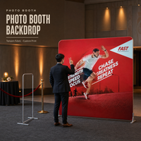 Backdrop Kain Kustom Step and Repeat, Banner Kain Tension untuk Pameran Dagang, Latar Belakang Photo Booth untuk Iklan Acara