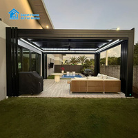 Pergola bioclimatique motorisée en aluminium de luxe Sweet Home avec éclairage LED - Imperméable, résistante au vent, structure de jardin extérieure écologique