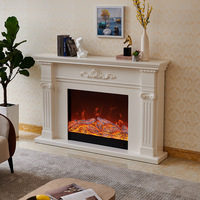 Cheminée électrique d'intérieur de style français 1,2/1,5/1,8 m en marbre, autoportante, avec flamme simulée, chauffage et meuble décoratif pour salon