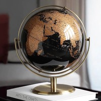 Carte du monde géographique éducative en métal de 8 pouces / 20 centimètres pour la décoration de bureau rotative ou comme cadeau scolaire