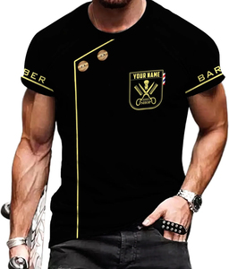 T-shirt da <span class=keywords><strong>uomo</strong></span> di alta qualità con stampa barber shop per grossisti <span class=keywords><strong>online</strong></span> - Set T-shirt Pour Hommes - Product Image 3