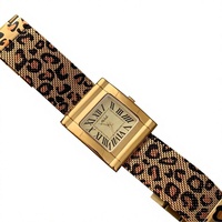 Montre de créateur à imprimé léopard doré, tendance audacieuse, élégante, quartz, style vintage, acrylique, résistante à l'eau 30M