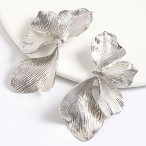 ZA Raised Textured Petals Metal Dangle Earrings for Women Vintage Multi Layer Alloy Flower <strong>Leaf</strong> Earring Festival <strong>Jewelry</strong> - Product Image 4