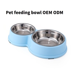 Gamelle double pour animaux de compagnie en acier inoxydable, gamelles intérieures détachables, base en PP, forme en 8, antidérapante, pour nourriture et eau, vente en gros pour la maison - Product Image 1