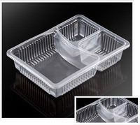 Bandeja de plástico transparente para comida, bandeja desechable para comida, 3 CP