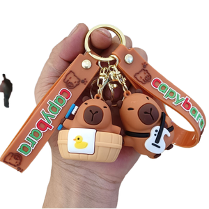 Llavero de Mosquetón 3D de Goma con Diseño de Capibara Gordito y Adorable, Colección Personalizada QuanChi, Duradero y Ecológico, Hecho en Vietnam - Product Image 4