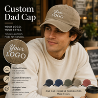 Gorras de Papá Bordadas Personalizadas al por Mayor OEM, Unisex, de 5 Paneles, Tela Ajustable, Premium, Sin Estructura, Lavadas