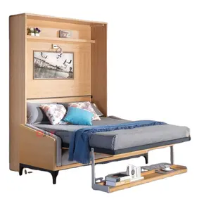 Double Wall Bed Modern Transformable Bedroom Space Saving Furniture Folding Bed Murphy Hidden Wall Bed