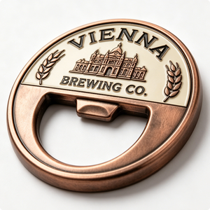 Vienna Brewing Co. Ouvre-bouteille circulaire en bronze, style antique, souvenir - Product Image 2