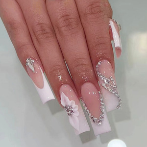 10 pièces haut de gamme personnalisé ongles empreinte Machine luxe strass conception Ballet eau décalcomanies 3D Nail Art couverture complète <span class=keywords><strong>bleu</strong></span> clair - Product Image 1