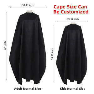 Cape de coiffure imperméable en polyester avec logo noir à pression pour salon de coiffure, robe de coupe de cheveux - Product Image 6