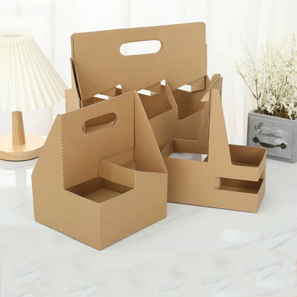 Disposable Beverage Packaging Paper Box Biodegradable Handheld Coffee Cup Holder Corrugated Paper Cup Holder