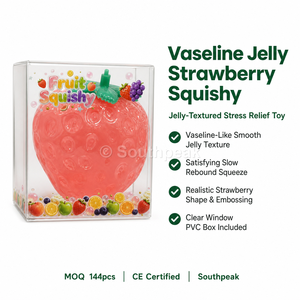 Juguete Antiestrés de Gelatina de <span class=keywords><strong>Vaselina</strong></span> con Forma de Fresa de Southpeak, de Subida Lenta, con Certificación CE EN71, en Caja con Ventana, Fabricación OEM WS - Product Image 1