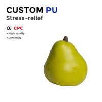 Jouets Squishy en PU Vert Poire Personnalisés, à Remontée Lente, Anti-Stress, Jouets Sensoriels à Presser pour Enfants et Adultes, Jouet Fidget en Forme de Fruit