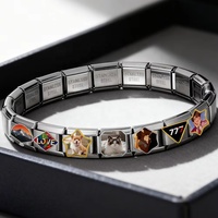 Abalorio italiano personalizado con foto, logotipo o texto, compatible con pulseras de acero inoxidable de 9 mm, ideal para hacer joyería DIY al por mayor.
