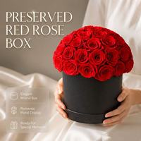 Cadeau artisanal pour la fête des mères et la Saint-Valentin, boîte à fleurs en velours avec rose éternelle, longue durée, respectueuse de l'environnement