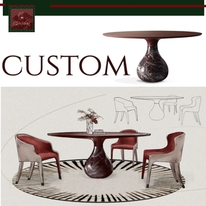 Mesa de Comedor GOLDKING de Mármol Natural con Diseño de Gota de Agua, Resistente al Calor, Borde Curvo sin Costuras, Ideal para Restaurantes de Lujo - Product Image 2