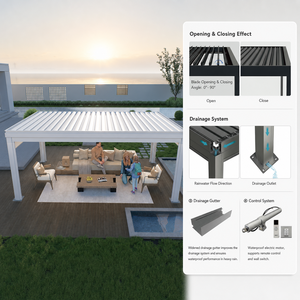 Pergola bioclimatique motorisée à lames orientables en aluminium, imperméable, pour jardin, <span class=keywords><strong>terrasse</strong></span>, gazebo, <span class=keywords><strong>prix</strong></span> direct usine, vente en gros - Product Image 5