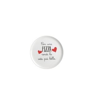 Piatto per Pizza in Ceramica 32cm con Slogan Italiano per Amanti della Pizza - Product Image 1
