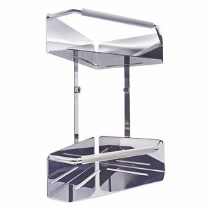 Panier de douche mural élégant à double niveau en acier inoxydable, panier d'angle pour salle de bain à 2 niveaux avec poignée antidérapante, écologique - Product Image 2