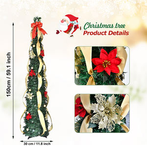 Nuevo Set <span class=keywords><strong>de</strong></span> Árbol <span class=keywords><strong>de</strong></span> <span class=keywords><strong>Navidad</strong></span> Plegable con Lazos y <span class=keywords><strong>Cintas</strong></span> Elásticas, Decoración Navideña para el Hogar - Product Image 4