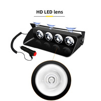 Feux stroboscopiques LED rouges et bleus pour voiture et camion, 12V DC, 4SMD, avec ventouse, pour tableau de bord, intérieur, pare-brise, feux d'avertissement LED S4