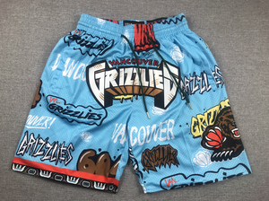 Short de basket-ball brodé Graffiti de haute qualité à séchage rapide et respirant avec poche pour vêtements de sport - Product Image 4