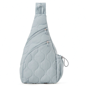 Bolso Bandolera Casual Acolchado, Mochila de Día Unisex Ligera, con Diseño de Leopardo y Rayas, de Nailon Resistente, Bolso de Hombro y Pecho a la Moda - Product Image 1