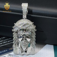 Pendentif Jésus en argent sterling S925 avec moissanite couleur D VVS, collier pour homme, pendentif diamant, bijoux hip-hop pour rappeur