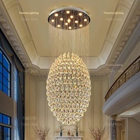Lustre long pour escalier, salon duplex, hall de villa, appartement loft moderne, lampe LED dorée en cristal pour restaurant