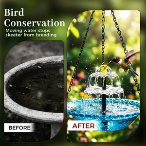 Fuente Solar en Cascada para Baño de Pájaros con Agua Corriente, Fuente Decorativa para Jardín, Patio y Exteriores - Product Image 3