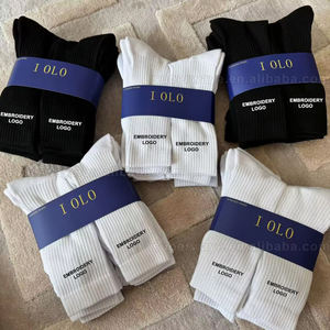 男士6双复古船员软垫运动袜长筒黑白休闲运动厚针织筒袜 - Product Image 2