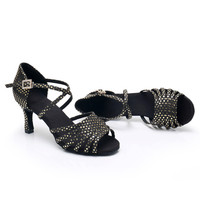 Chaussures de danse de salon/salsa/latine modernes pour femmes avec semelle extérieure en cuir satiné et doublure en coton - Chaussures d'entraînement en gros