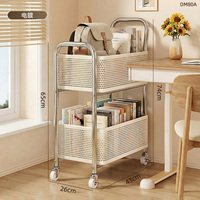 Chariot de rangement mobile en acier au carbone pour livres, sacs à dos, organisateur de bureau avec roulettes, étagères murales de présentation