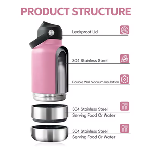 OKKPETS, botella de agua portátil 3 en 1 con logotipo personalizado de 32Oz, alimentador de mascotas, tazón de viaje, botella de perro aislada - Product Image 2