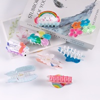 Pince à cheveux imprimée en forme de fleur, d'ours, de dauphin, de pingouin, d'abeille, avec logo personnalisé, pour chignon arrière, accessoire capillaire pour femme