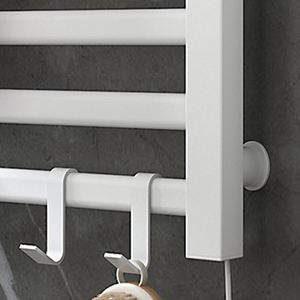 Sèche-serviettes électrique mural en acier inoxydable à chauffage rapide avec étagère intégrée - Product Image 2