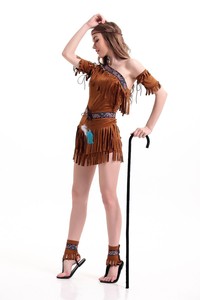 Disfraz de Halloween de indígena de la India HP, conjunto de uniforme COS con borlas, vestido de cazador salvaje del bosque para Pascua - Product Image 2