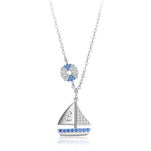 Collar de moda de Plata de Ley 925 para mujer, colgante de cadenas finas <span class=keywords><strong>con</strong></span> accesorio de circón, conjunto de collar de joyería de plata - Product Image 5