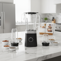 Licuadora Eléctrica Multifuncional RANBEM de 500W, 2 Velocidades, 6 Cuchillas, 1800ml, Carcasa de Acero Inoxidable, Motor de Cobre Puro, Plástico