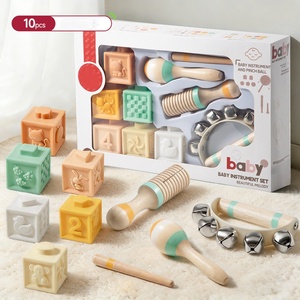 Juego de Instrumentos Musicales de Madera Montessori Orff para Niños, Juguetes de Madera con Sonajero y Maracas, Juego de 10 Piezas - Product Image 2