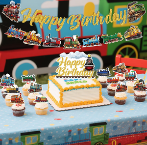 Decoración para Fiesta <span class=keywords><strong>de</strong></span> Cumpleaños con Temática <span class=keywords><strong>de</strong></span> Tren Vintage, Pancartas <span class=keywords><strong>de</strong></span> Feliz Cumpleaños, Guirnaldas, <span class=keywords><strong>Globos</strong></span> Impresos, Centros <span class=keywords><strong>de</strong></span> Mesa <span class=keywords><strong>de</strong></span> Panal, Adornos para Pastel, Pegatinas - Product Image 3