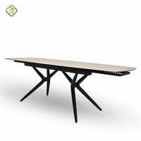 Table à manger en granit fritté Offre Spéciale avec 8 chaises Table à manger à base de métal Design rectangulaire de style nordique