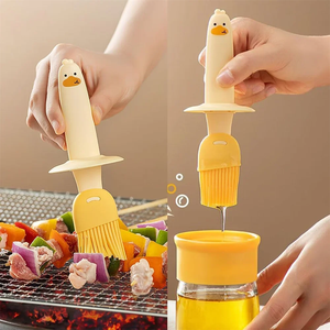 Cute Duck <b>BBQ</b> Oil Dispenser with Glass Brush and 2-in-1 Integrated Storage Bottle Heat Resistant 200ml/6.76oz Cooking - Product Image 5