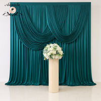 ANNIELU Rideaux plissés extensibles en spandex vert de 3 m, prêts à l'emploi, pour décorations de scène et arrière-plans d'événements de mariage