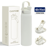 Envío Rápido, Botella de Agua Deportiva de 32 oz, Libre de BPA, 100% a Prueba de Fugas, con Tapa de Pajita 4 en 1, Termo de Viaje para Deportes al Aire Libre