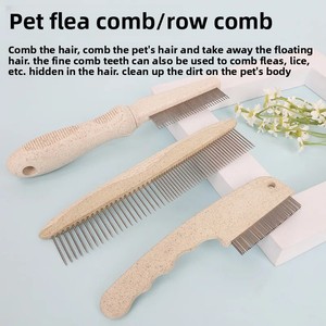 Produits de toilettage pour chiens et chats écologiques et biodégradables fabriqués sur mesure en usine, peigne anti-puces en acier inoxydable fabriqué à partir de paille de blé - Product Image 3