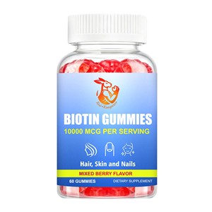 Gomitas de biotina de alta calidad con sabor a frutos rojos que favorecen la producción de queratina, la función normal de la piel y la estructura de las uñas. - Product Image 1