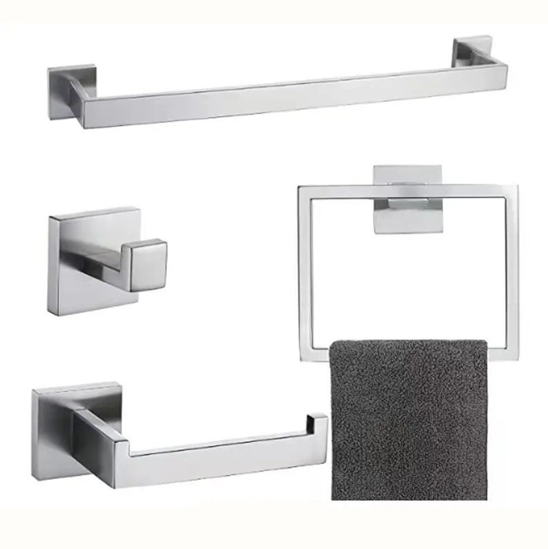 5 PCS Wall Mounted Bathroom Accessories Hotel Bathroom Hardware Stainless Steel Bathroom Accessories Set