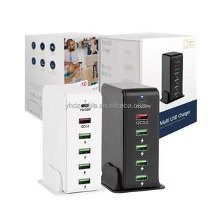 65W USB C High <b>Power</b> 5USB Port Desktop Charging Station QC3.0 Android Charger Notebook Tablet Charging Head - Product Image 3